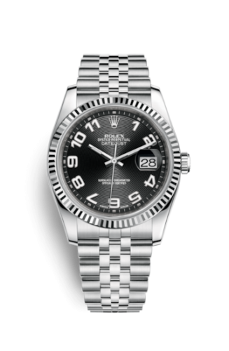 Rolex - 116234-0107 Datejust 36 Stainless Steel Fluted / Jubilee / Black Arabic replica watch