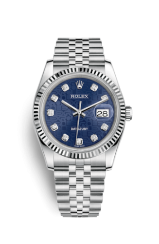 Rolex - 116234-0110 Datejust 36 Stainless Steel Fluted / Jubilee / Blue Computer replica watch - Click Image to Close