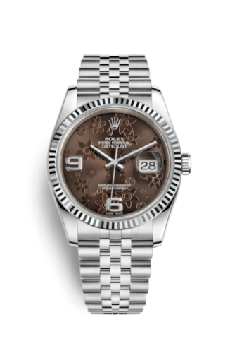 Rolex - 116234-0116 Datejust 36 Stainless Steel Fluted / Jubilee / Chocolate Floral replica watch