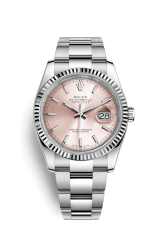 Rolex - 116234-0120 Datejust 36 Stainless Steel Fluted / Oyster / Pink replica watch - Click Image to Close