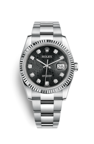 Rolex - 116234-0122 Datejust 36 Stainless Steel Fluted / Oyster / Black Computer replica watch