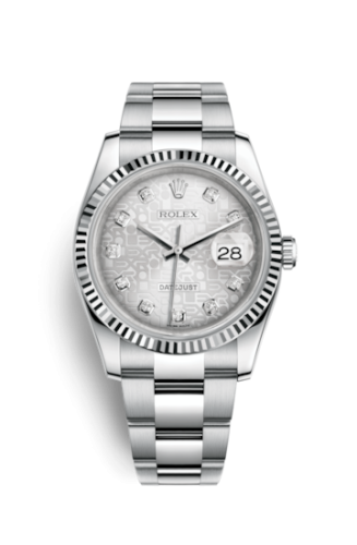 Rolex - 116234-0135 Datejust 36 Stainless Steel Fluted / Oyster / Silver Computer replica watch - Click Image to Close