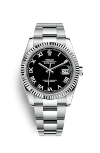 Rolex - 116234-0146 Datejust 36 Stainless Steel Fluted / Oyster / Black Roman replica watch