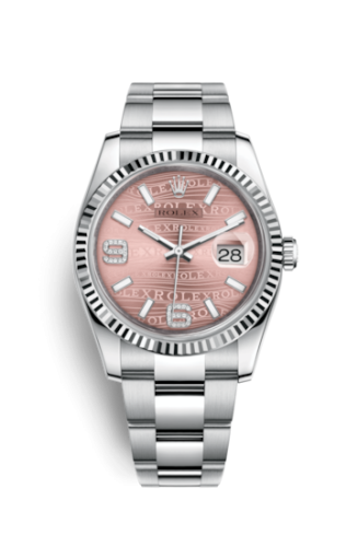 Rolex - 116234-0154 Datejust 36 Stainless Steel Fluted / Oyster / Pink Wave replica watch