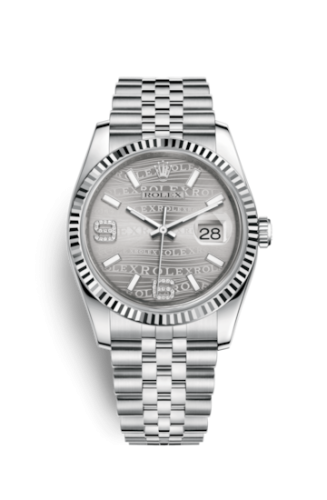 Rolex - 116234-0159 Datejust 36 Stainless Steel Fluted / Jubilee / Rhodium Wave replica watch