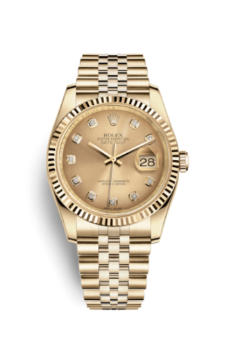 Rolex - 116238-0061 Datejust 36 Yellow Gold Fluted / Jubilee / Champagne Diamonds replica watch