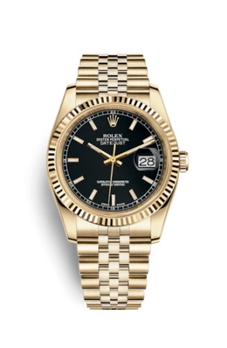 Rolex - 116238-0074 Datejust 36 Yellow Gold Fluted / Jubilee / Silver replica watch