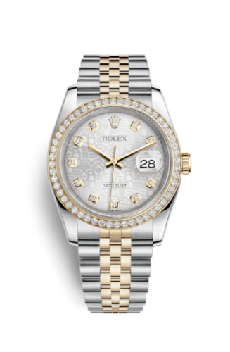 Rolex - 116243-0002 Datejust 36 Rolesor Yellow Diamond / Jubilee / Silver Computer replica watch