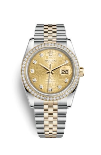 Rolex - 116243-0004 Datejust 36 Rolesor Yellow Diamond / Jubilee / Champagne Computer replica watch