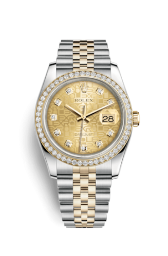 Rolex - 116243-0004 Datejust 36 Rolesor Yellow Diamond / Jubilee / Champagne Computer replica watch - Click Image to Close