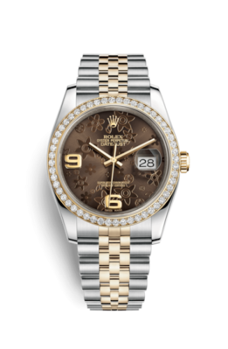 Rolex - 116243-0010 Datejust 36 Rolesor Yellow Diamond / Jubilee / Bronze Floral replica watch
