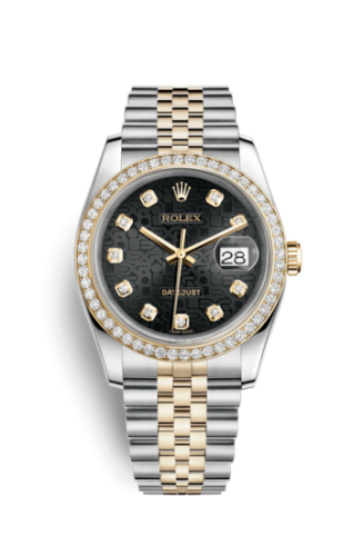 Rolex - 116243-0015 Datejust 36 Rolesor Yellow Diamond / Jubilee / Black Computer replica watch