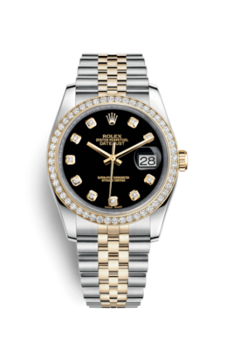 Rolex - 116243-0016 Datejust 36 Rolesor Yellow Diamond / Jubilee / Black Diamond replica watch
