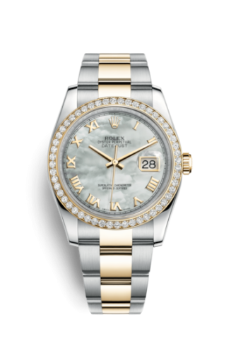 Rolex - 116243-0026 Datejust 36 Rolesor Yellow Diamond / Oyster / MOP Roman replica watch - Click Image to Close