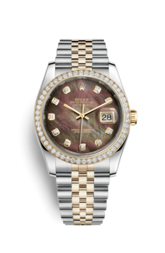 Rolex - 116243-0036 Datejust 36 Rolesor Yellow Diamond / Jubilee / Brown MOP replica watch