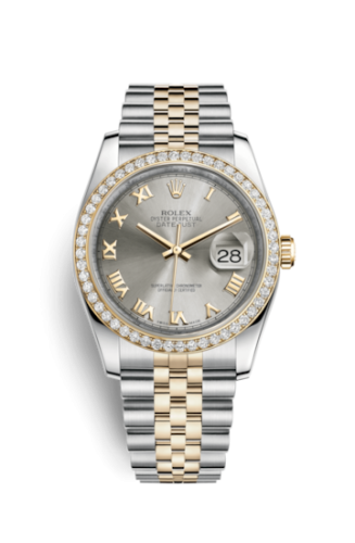 Rolex - 116243-0045 Datejust 36 Rolesor Yellow Diamond / Jubilee / Steel Roman replica watch