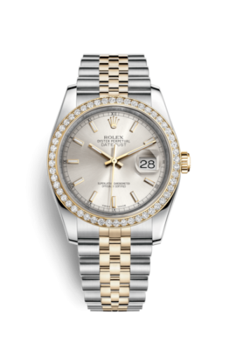 Rolex - 116243-0061 Datejust 36 Rolesor Yellow Diamond / Jubilee / Silver replica watch