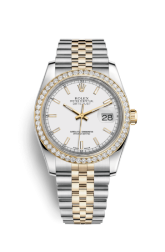 Rolex - 116243-0063 Datejust 36 Rolesor Yellow Diamond / Jubilee / White replica watch