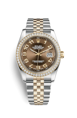 Rolex - 116243-0075 Datejust 36 Rolesor Yellow Diamond / Jubilee / Bronze Arabic replica watch