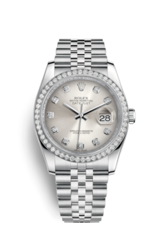 Rolex - 116244-0001 Datejust 36 Stainless Steel Diamond / Jubilee / Silver Diamonds replica watch - Click Image to Close