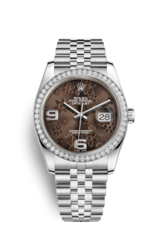 Rolex - 116244-0003 Datejust 36 Stainless Steel Diamond / Jubilee/ Bronze Floral replica watch