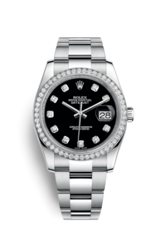 Rolex - 116244-0017 Datejust 36 Stainless Steel Diamond / Oyster / Black Diamond replica watch