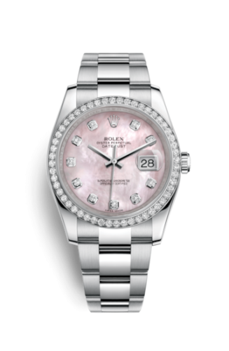 Rolex - 116244-0018 Datejust 36 Stainless Steel Diamond / Oyster / Pink MOP replica watch - Click Image to Close