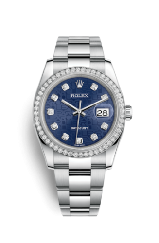 Rolex - 116244-0021 Datejust 36 Stainless Steel Diamond / Jubilee / Blue Computer replica watch - Click Image to Close