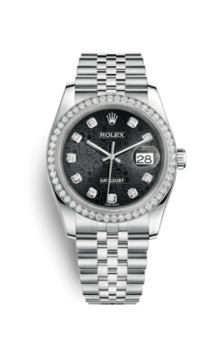 Rolex - 116244-0029 Datejust 36 Stainless Steel Diamond / Jubilee / Black Computer replica watch - Click Image to Close