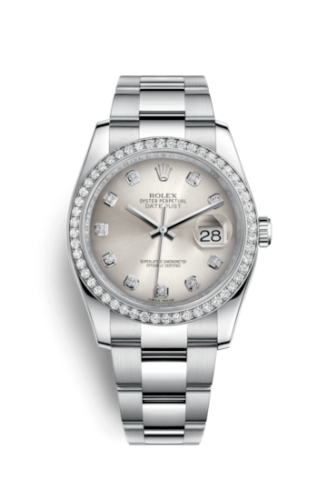 Rolex - 116244-0033 Datejust 36 Stainless Steel Diamond / Oyster / Silver Diamonds replica watch