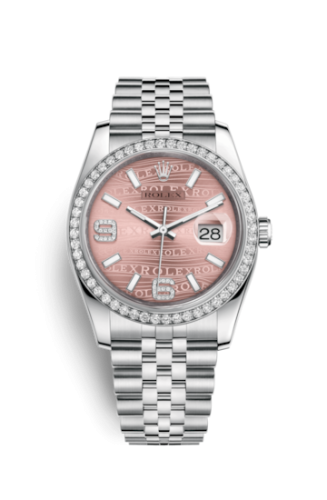 Rolex - 116244-0036 Datejust 36 Stainless Steel Diamond / Jubilee / Pink Wave replica watch - Click Image to Close