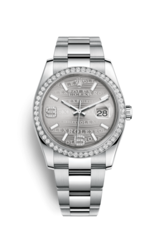Rolex - 116244-0038 Datejust 36 Stainless Steel Diamond/ Oyster / Rhodium Wave replica watch