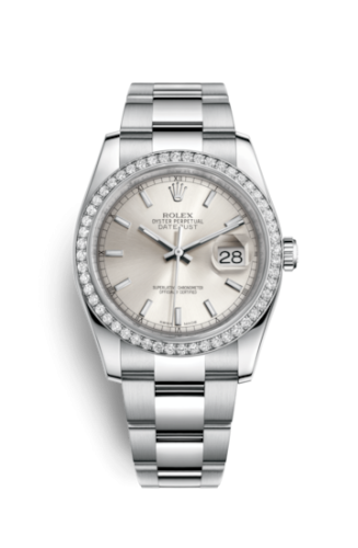 Rolex - 116244-0051 Datejust 36 Stainless Steel Diamond / Oyster / Silver replica watch - Click Image to Close