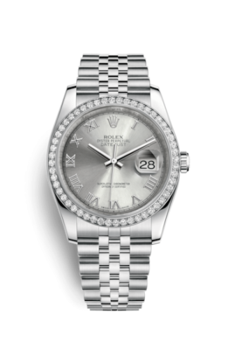 Rolex - 116244-0055 Datejust 36 Stainless Steel Diamond / Jubilee / Rhodium Roman replica watch