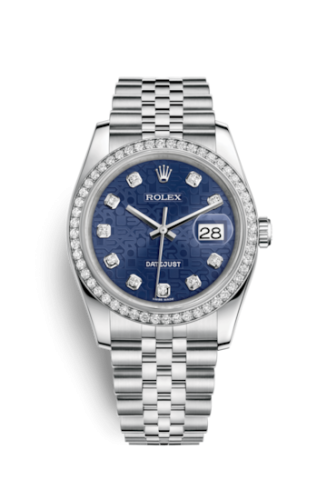 Rolex - 116244-0059 Datejust 36 Stainless Steel Diamond / Jubilee / Blue Computer replica watch - Click Image to Close