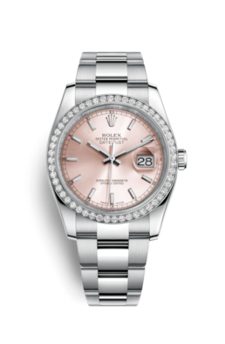 Rolex - 116244-0061 Datejust 36 Stainless Steel Diamond / Oyster / Pink replica watch