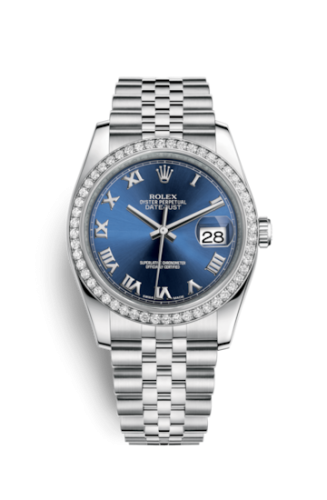 Rolex - 116244-0071 Datejust 36 Stainless Steel Diamond / Jubilee / Blue Roman replica watch - Click Image to Close