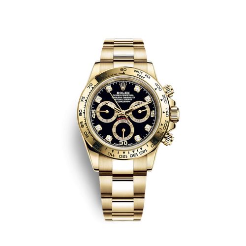 Rolex - 116508-0016 Cosmograph Daytona Yellow Gold / Black - Diamond replica watch - Click Image to Close