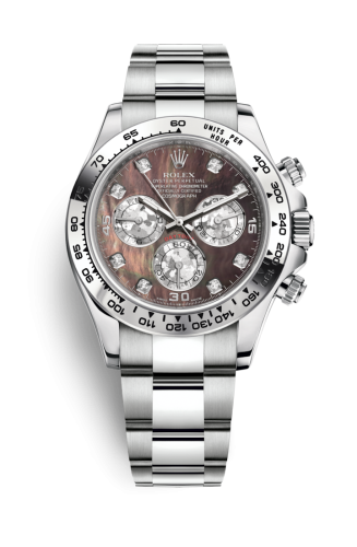 Rolex - 116509-0044 Cosmograph Daytona White Gold / Black MOP / Diamonds replica watch