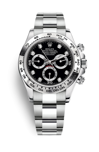 Rolex - 116509-0055 Cosmograph Daytona White Gold / Black - Diamond replica watch
