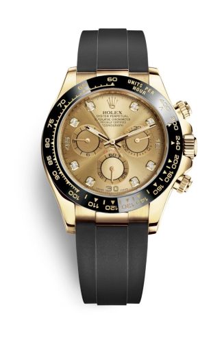 Rolex - 116518LN-0044 Cosmograph Daytona Yellow Gold / Cerachrom / Champagne Diamond / Oysterflex replica watch - Click Image to Close