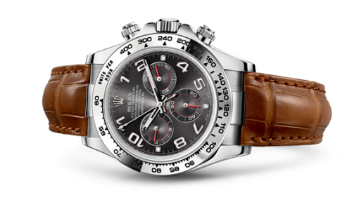 Rolex - 116519-0163 Cosmograph Daytona White Gold / Grey / Strap replica watch - Click Image to Close