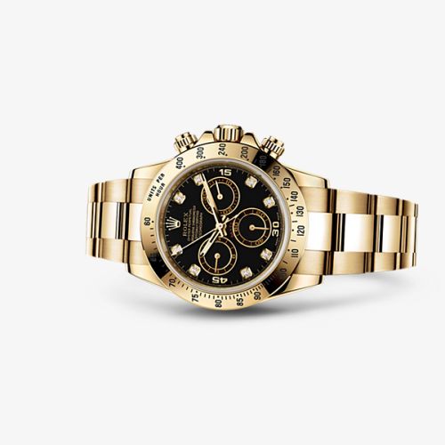 Rolex - 116528-0031 Cosmograph Daytona Yellow Gold / Black Diamond replica watch - Click Image to Close