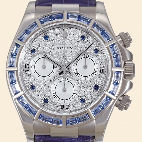 Rolex - 116589saciI-0001 Daytona White Gold Blue Sapphire Strap Paved replica watch