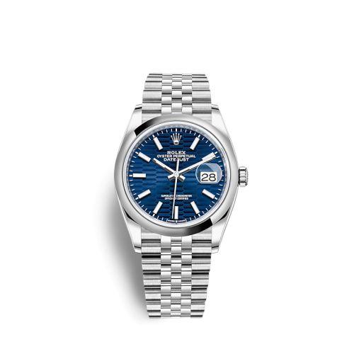 Rolex - 126200-0021 Datejust 36 Stainless Steel / Domed / Blue - Fluted / Jubilee replica watch