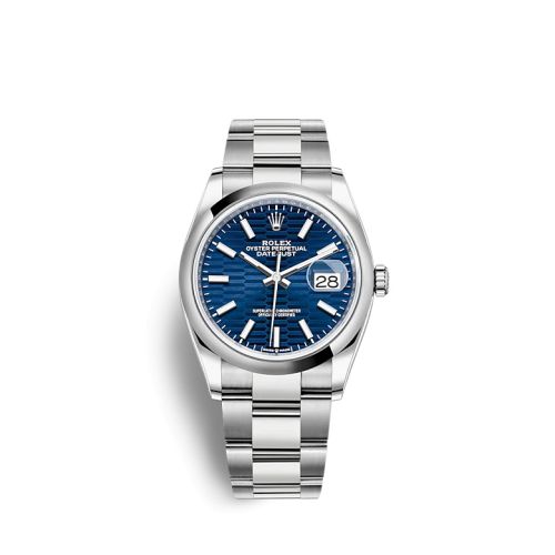 Rolex - 126200-0022 Datejust 36 Stainless Steel / Domed / Blue - Fluted / Oyster replica watch - Click Image to Close