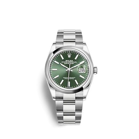 Rolex - 126200-0024 Datejust 36 Stainless Steel - Domed / Green / Oyster replica watch - Click Image to Close