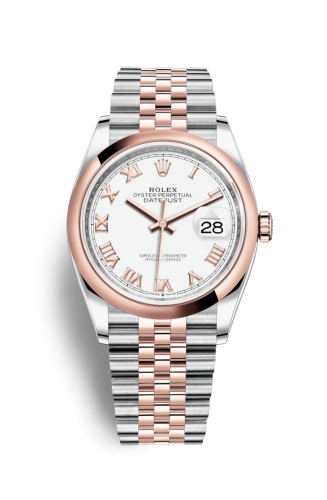Rolex - 126201-0015 Datejust 36 Stainless Steel / Everose / Smooth / White Roman / Jubilee replica watch - Click Image to Close