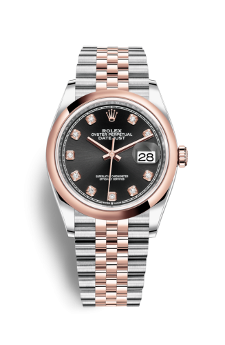 Rolex - 126201-0019 Datejust 36 Stainless Steel / Everose / Smooth / Black Diamond / Jubilee replica watch