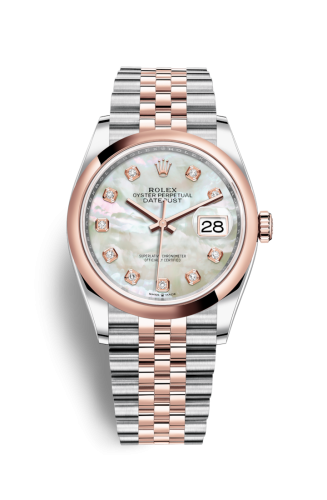 Rolex - 126201-0021 Datejust 36 Stainless Steel / Everose / Smooth / MOP Diamond / Jubilee replica watch